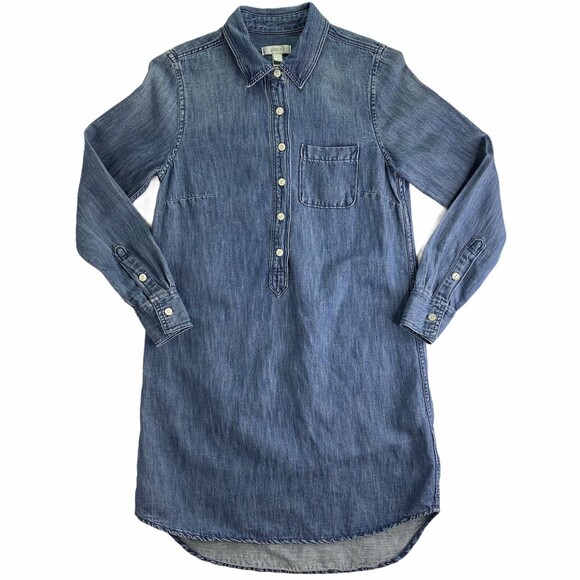 J Crew Tunic Dress Womens Size 0 Denim Chambray ASO Pretty Little Liars Preppy - Picture 3 of 12